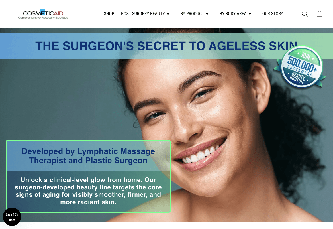 CosmeticAid.com store homepage