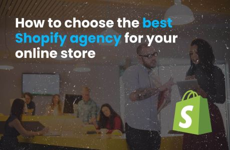 Blog cover image featuring a text overlay that reads 'How to choose the best Shopify agency for your online store', with a blurry background of a business meeting.