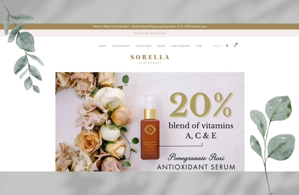 Sorella Apothecary Home page screenshot